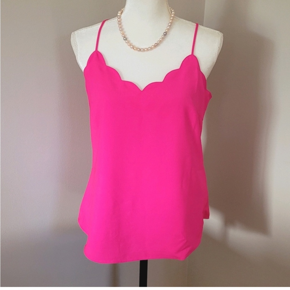 New! J CREW size 4 Scalloped Cami Tank Top Hot Pink NWT